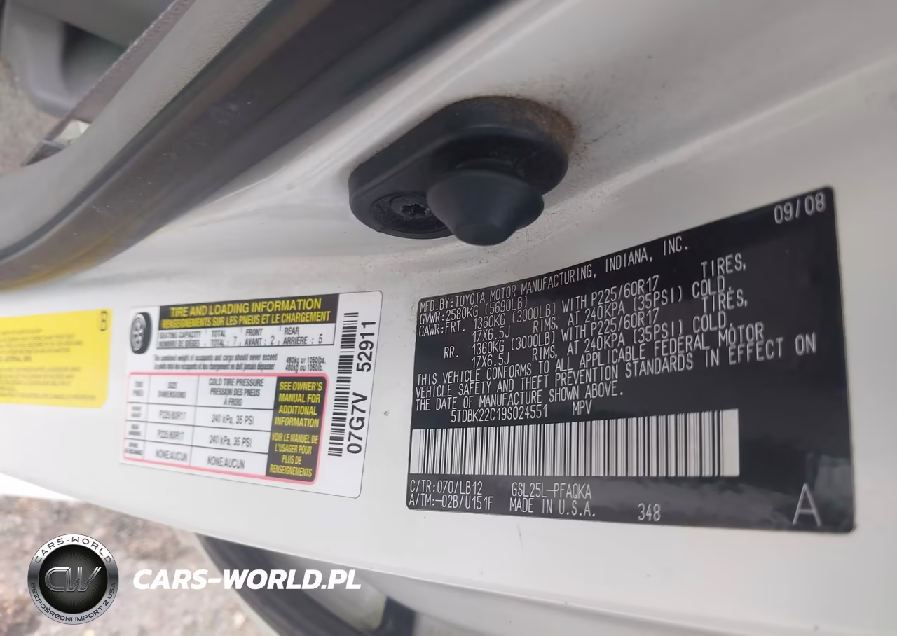 2009 Toyota Sienna Xle VIN:5TDBK22C19S024551 - 9