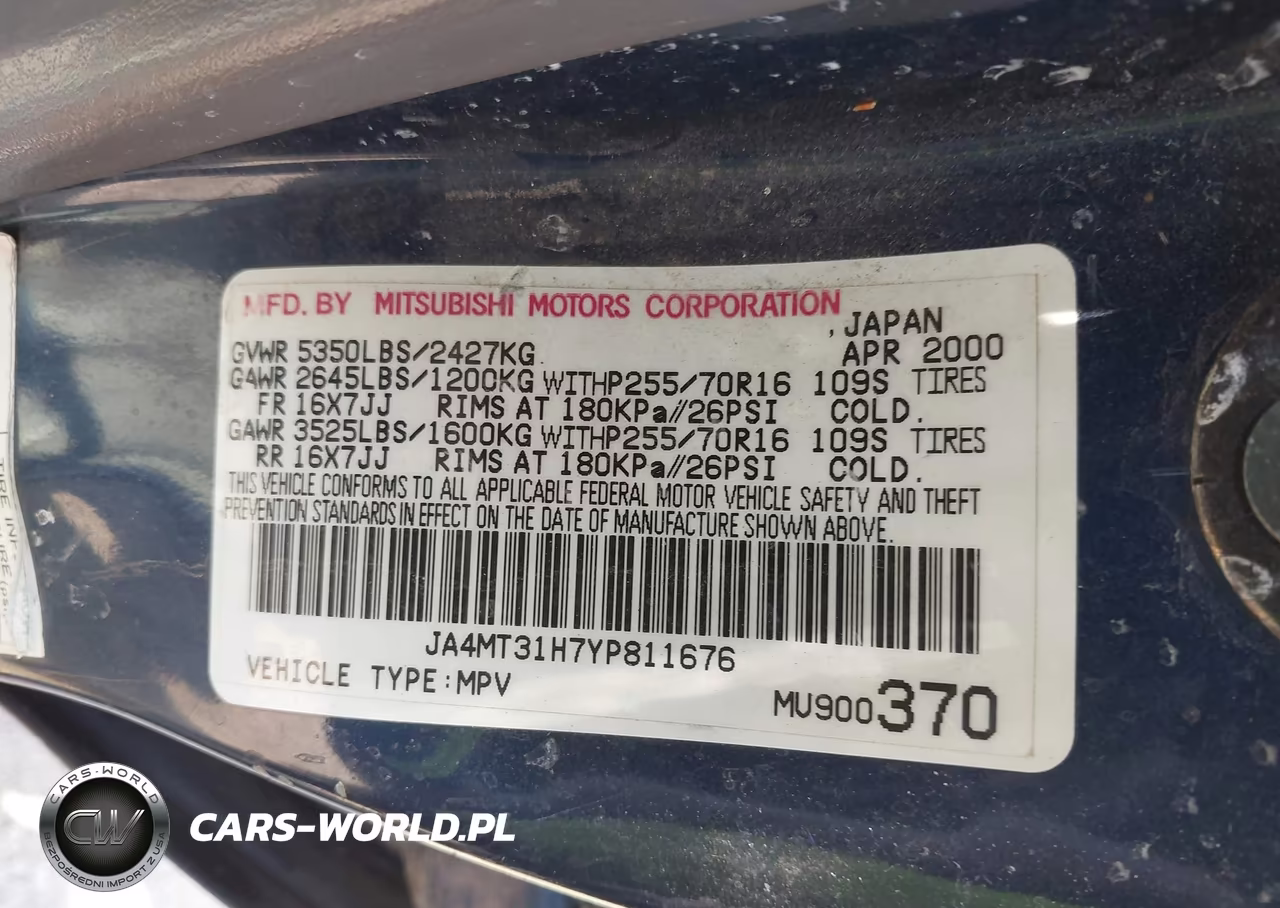 2000 Mitsubishi Montero Sport Ls-Xls VIN:JA4MT31H7YP811676 - 9
