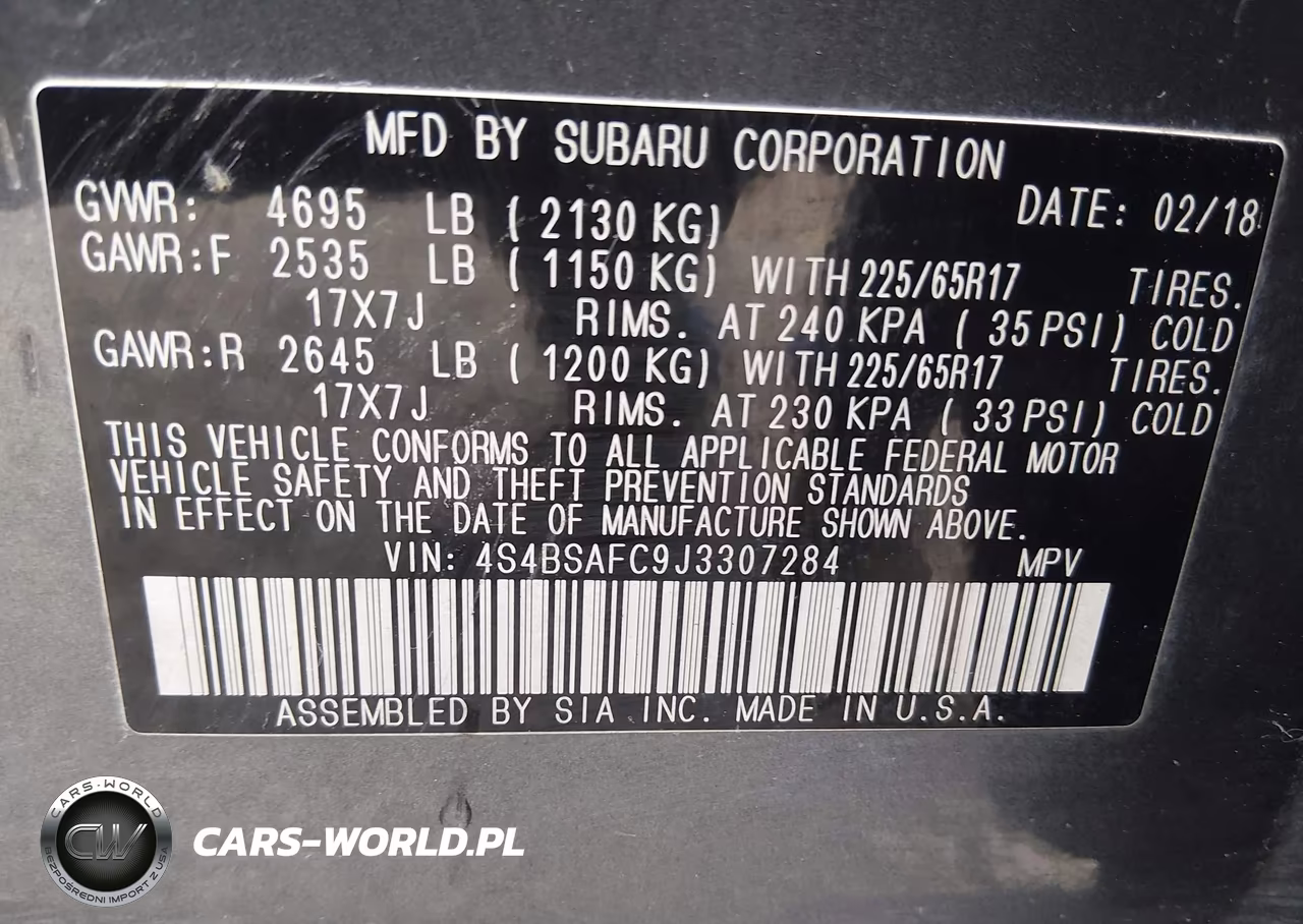 2018 Subaru Outback 2.5I Premium VIN:4S4BSAFC9J3307284 - 9