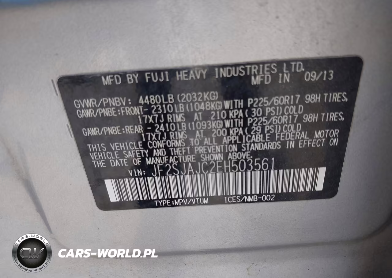 2014 Subaru Forester 2.5I Limited VIN:JF2SJAJC2EH503561 - 9
