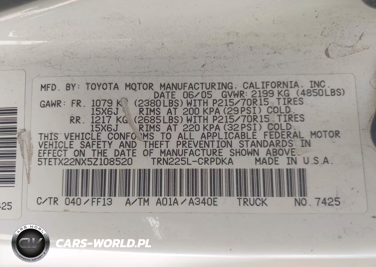 2005 Toyota Tacoma VIN:5TETX22NX5Z108520 - 9