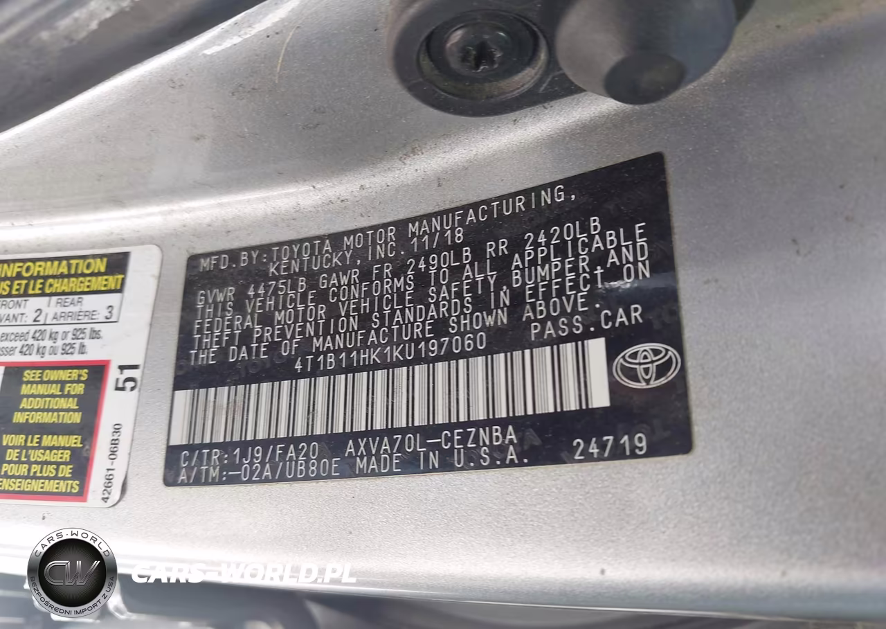 2019 Toyota Camry Le VIN:4T1B11HK1KU197060 - 9