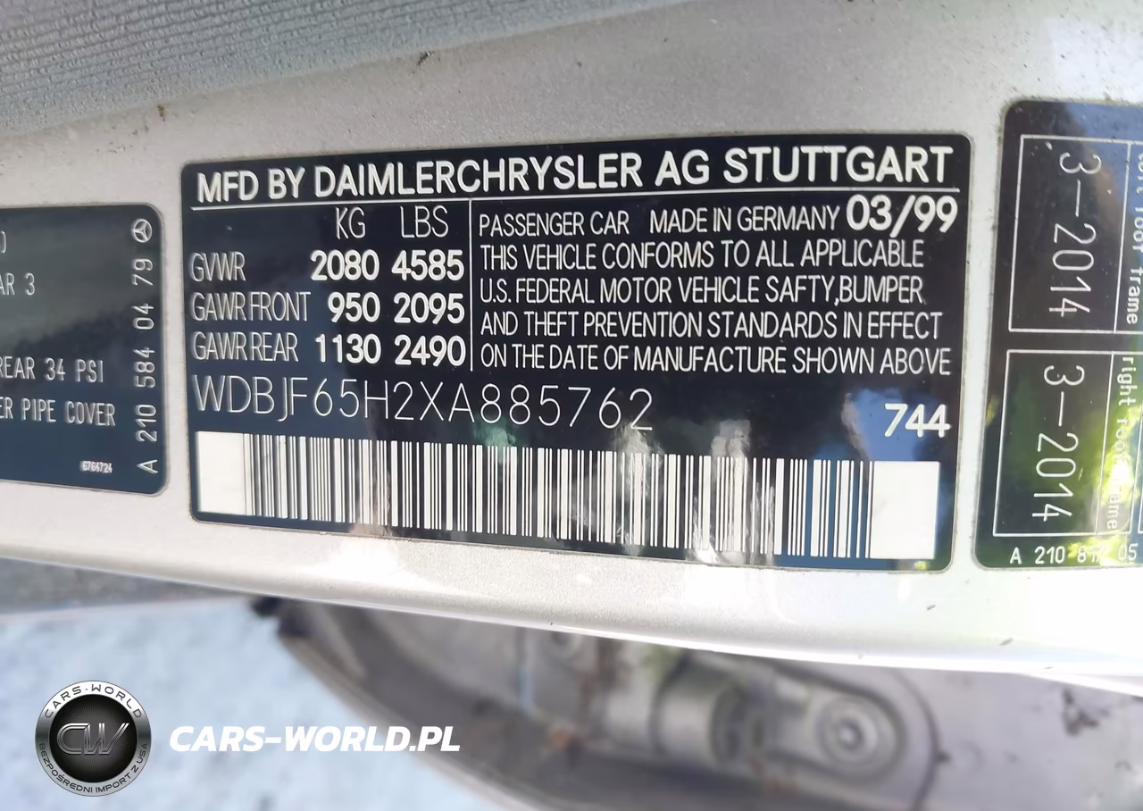 1999 Mercedes-Benz E 320 VIN:WDBJF65H2XA885762 - 9