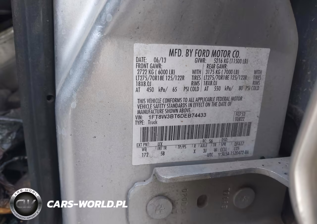 2013 Ford F-350 Lariat VIN:1FT8W3BT6DEB74433 - 9