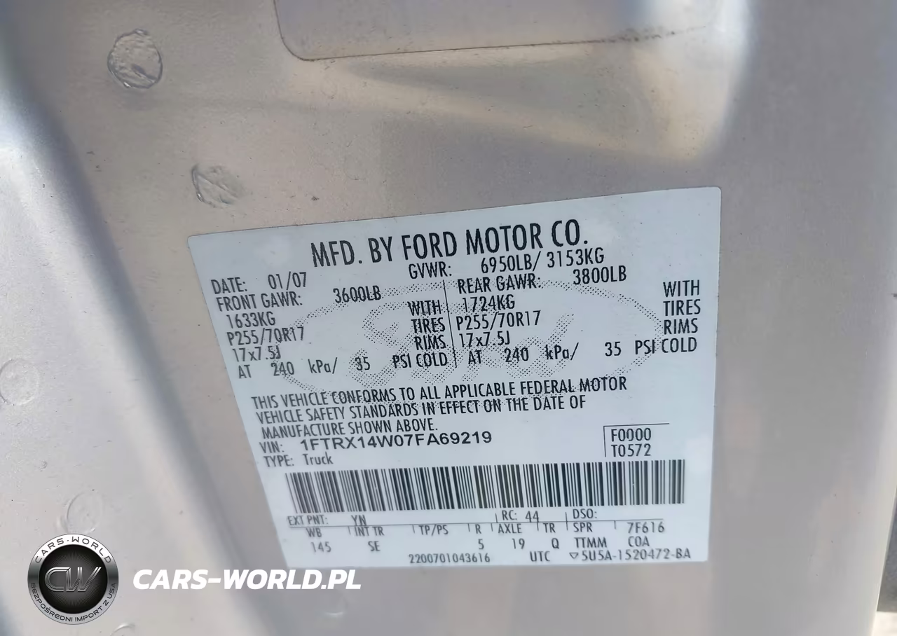 2007 Ford F-150 Fx4-Stx-Xl-Xlt VIN:1FTRX14W07FA69219 - 9