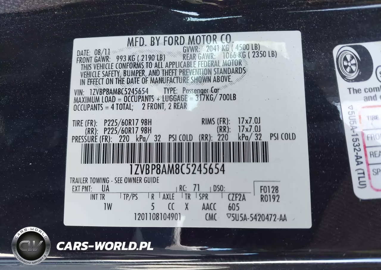 2012 Ford Mustang V6 VIN:1ZVBP8AM8C5245654 - 9