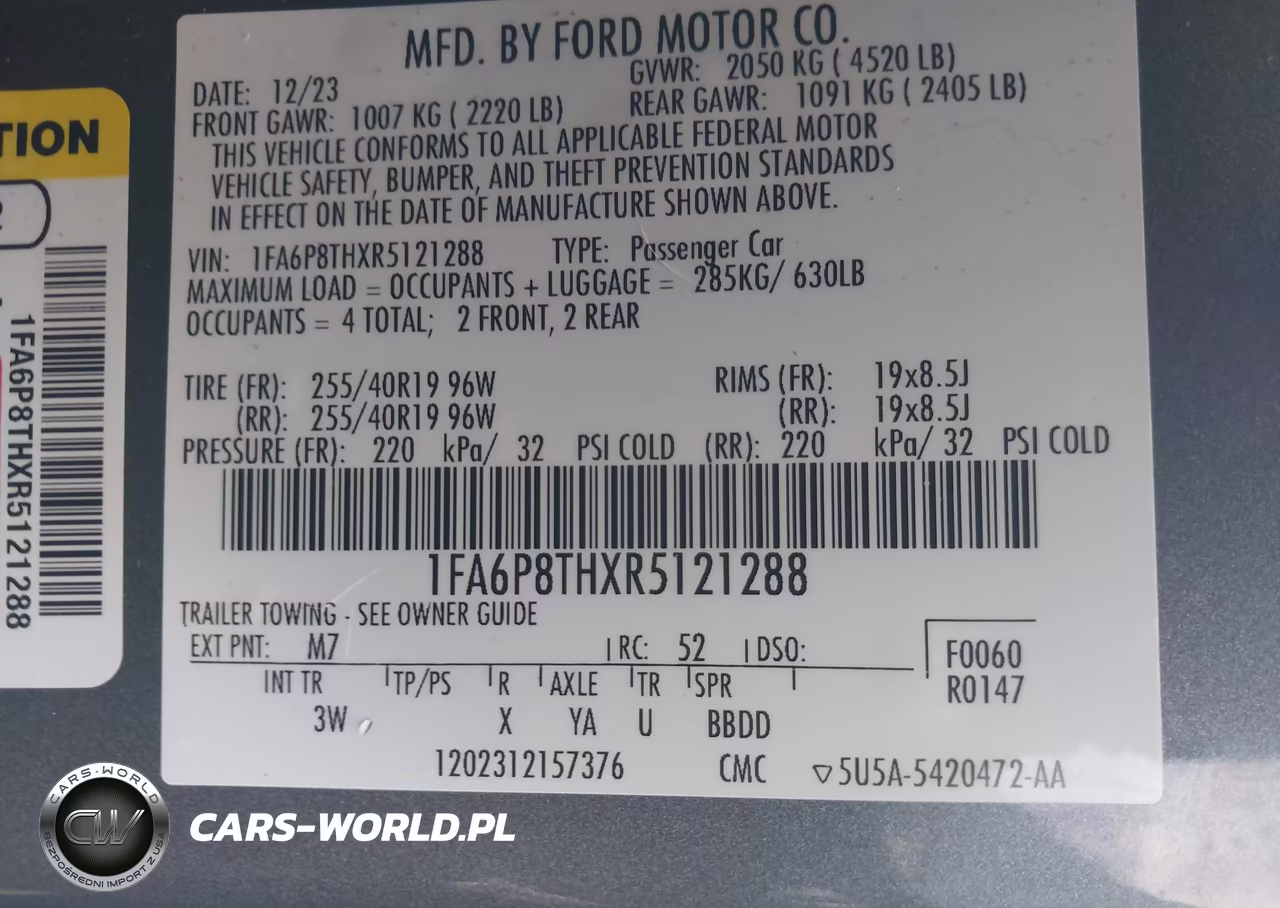 2024 Ford Mustang Ecoboost Premium Fastback VIN:1FA6P8THXR5121288 - 9