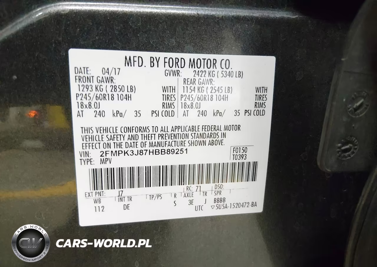 2017 Ford Edge Sel VIN:2FMPK3J87HBB89251 - 9