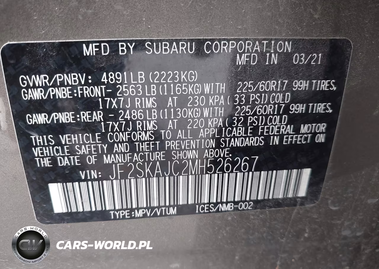 2021 Subaru Forester Premium VIN:JF2SKAJC2MH526267 - 9