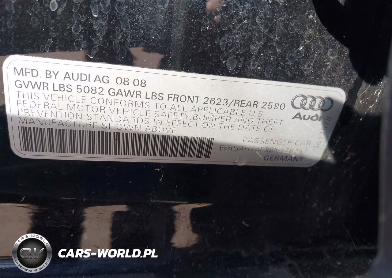 2008 Audi A6 3.2 VIN:WAUAH74F38N178257 - 9