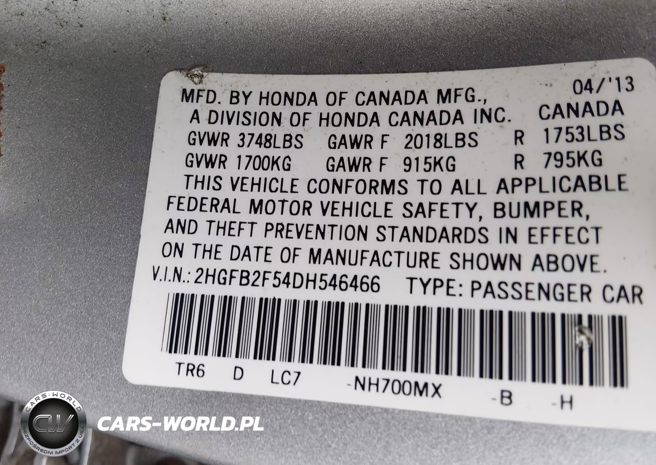 2013 Honda Civic Lx VIN:2HGFB2F54DH546466 - 9