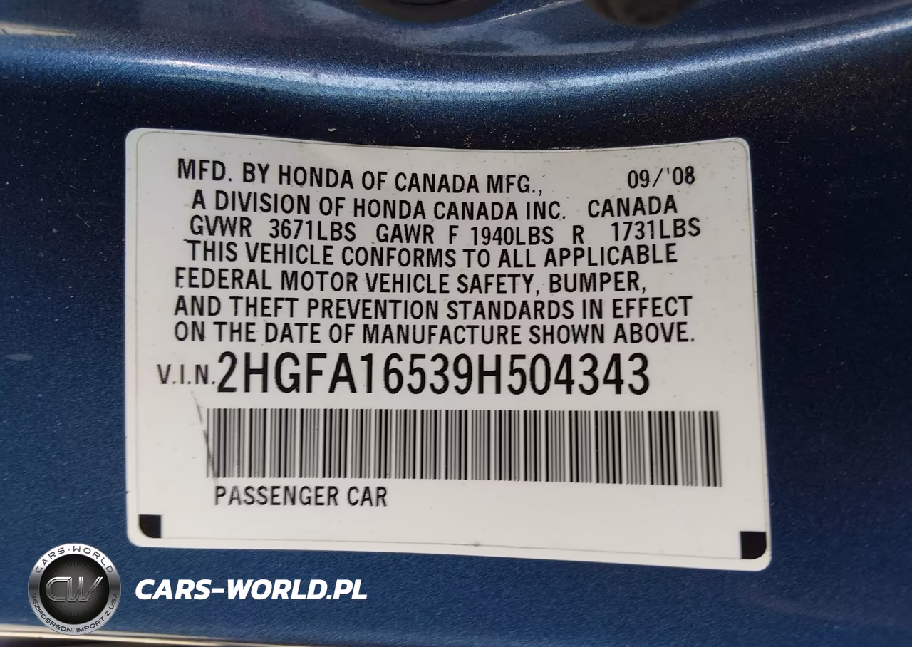 2009 Honda Civic Lx VIN:2HGFA16539H504343 - 9