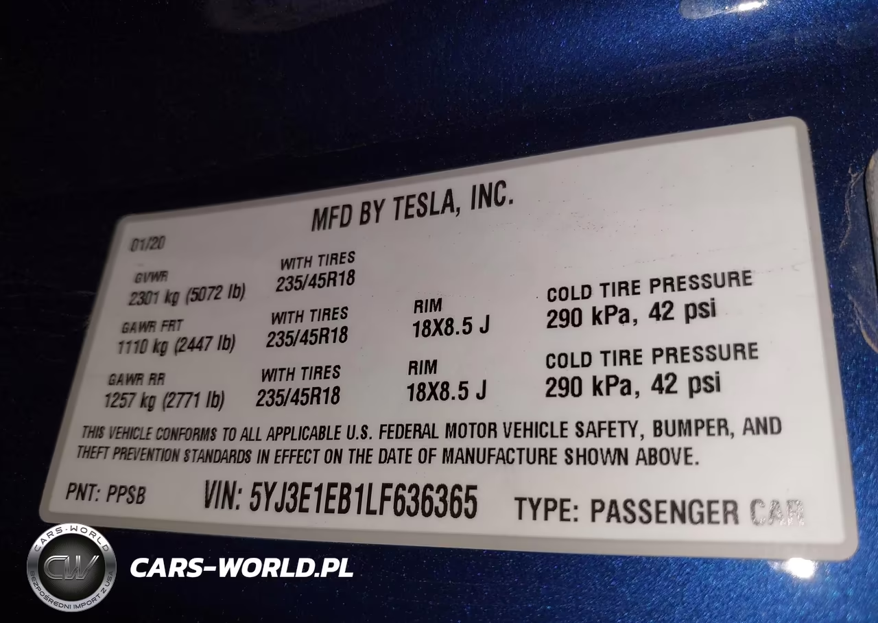 2020 Tesla Model 3 Long Range Dual Motor All-Wheel Drive VIN:5YJ3E1EB1LF636365 - 9