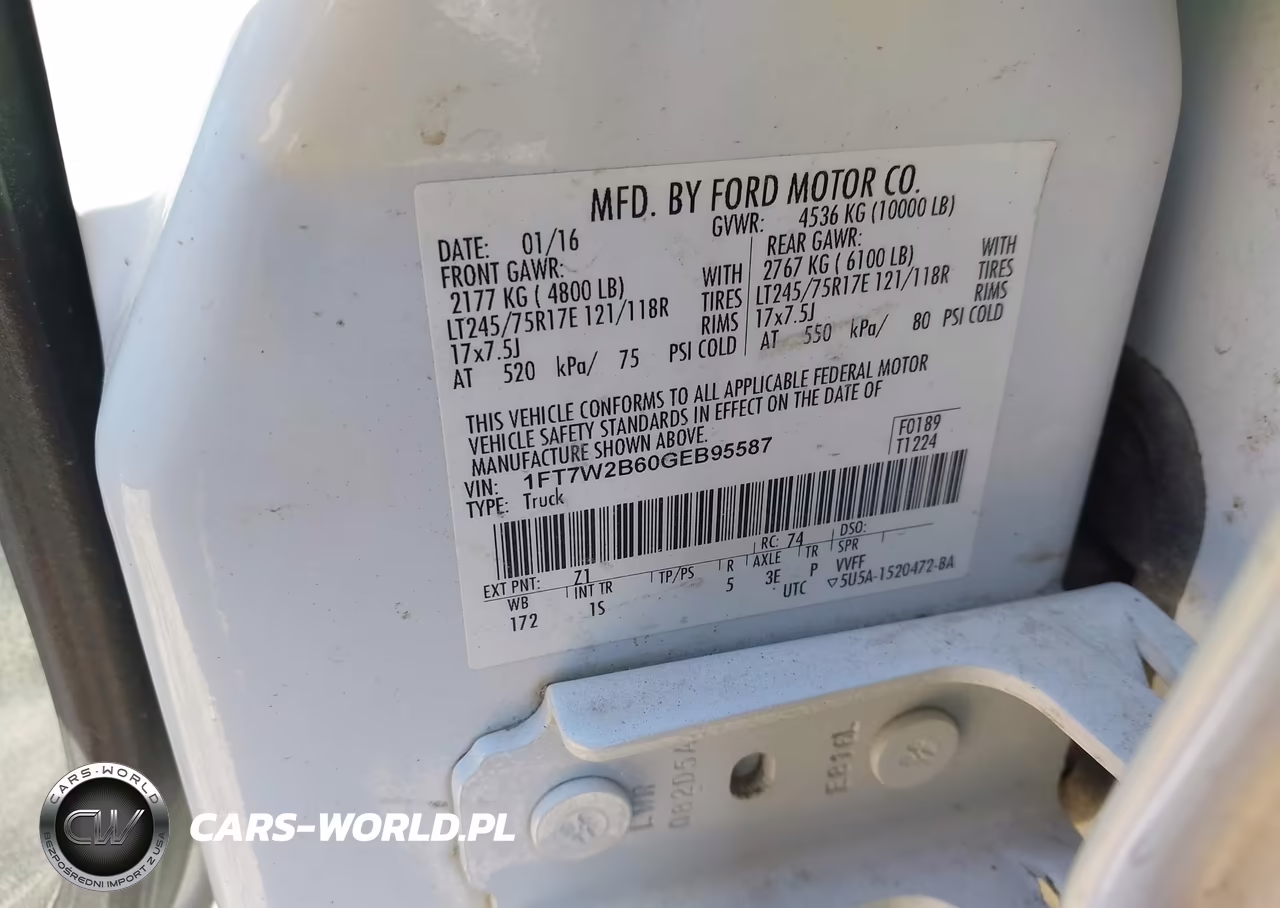 2016 Ford F-250 Xl VIN:1FT7W2B60GEB95587 - 9