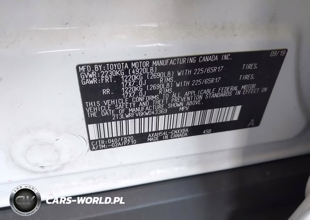 2019 Toyota Rav4 Hybrid Le VIN:2T3LWRFV6KW043369 - 9