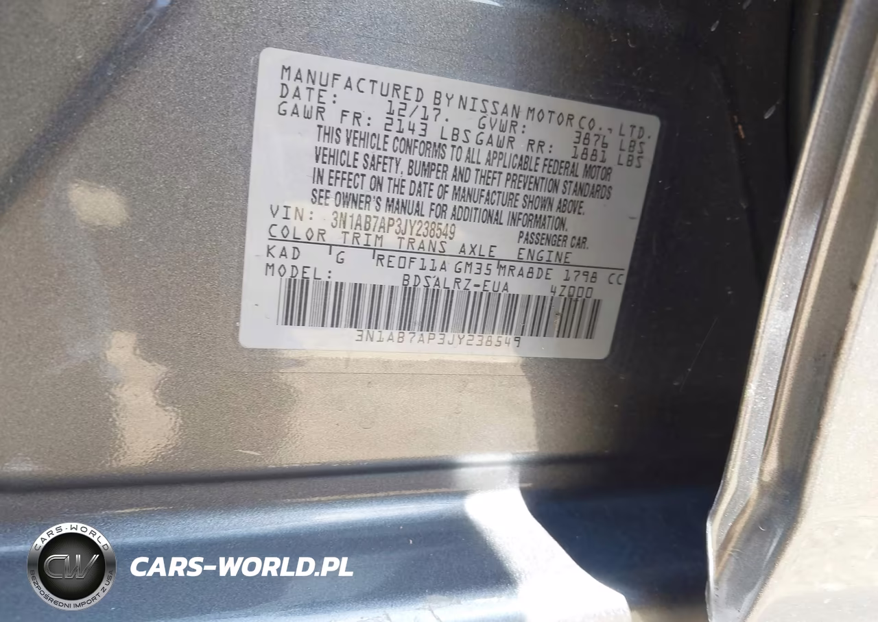 2018 Nissan Sentra Sr VIN:3N1AB7AP3JY238549 - 9