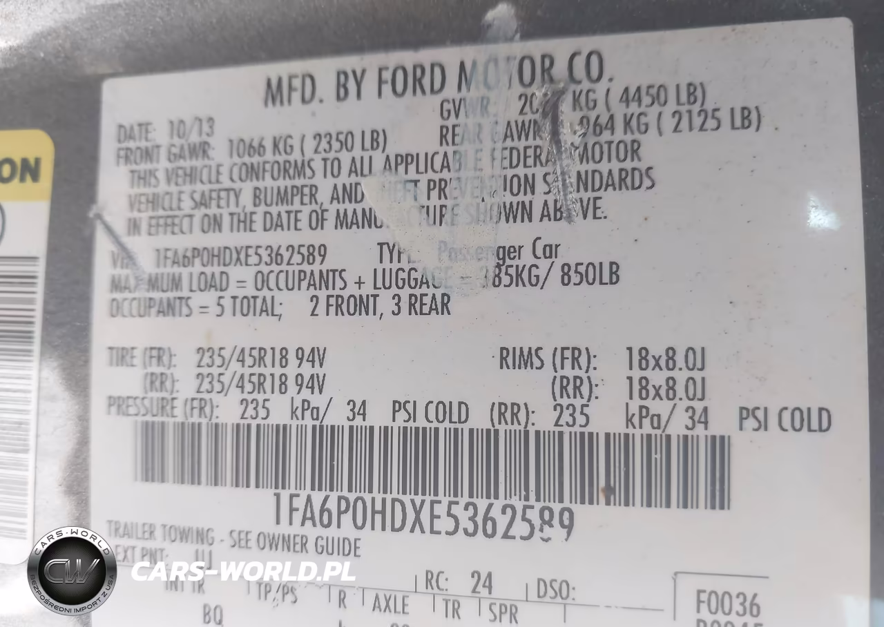 2014 Ford Fusion Se VIN:1FA6P0HDXE5362589 - 9