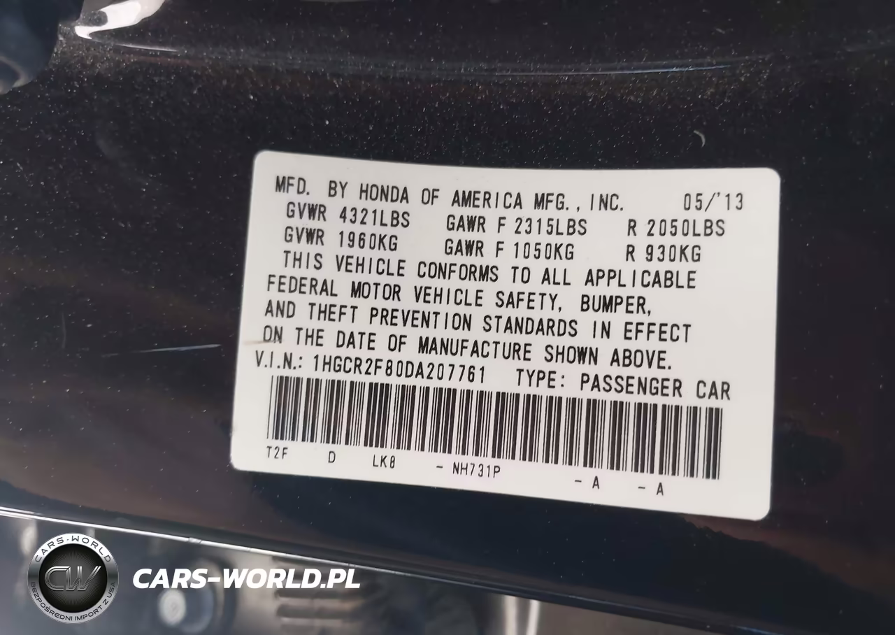 2013 Honda Accord Ex-L VIN:1HGCR2F80DA207761 - 9