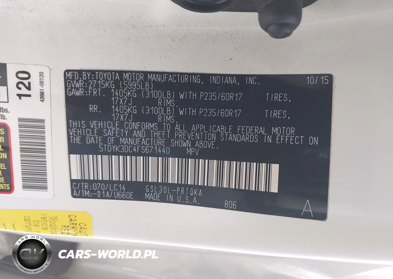 2015 Toyota Sienna Xle 8 Passenger VIN:5TDYK3DC4FS671440 - 9