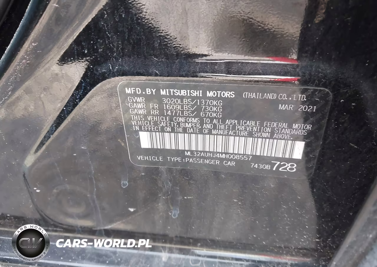 MITSUBISHI MIRAGE ES VIN:ML32AUHJ4MH008557 - 9