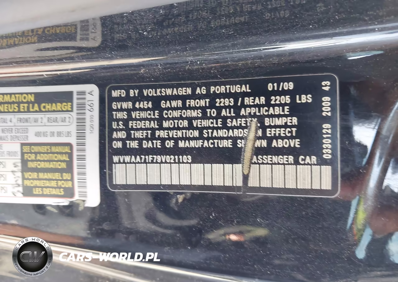 2009 Volkswagen Eos Komfort VIN:WVWAA71F79V021103 - 9