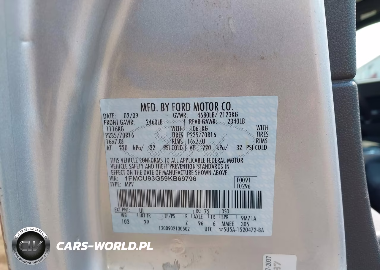 2009 Ford Escape Xlt VIN:1FMCU93G59KB69796 - 9
