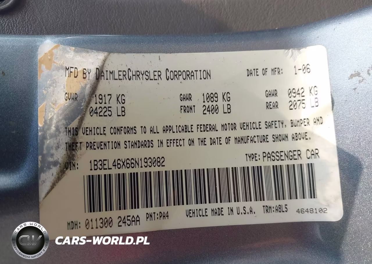 2006 Dodge Stratus Sxt VIN:1B3EL46X66N193082 - 9