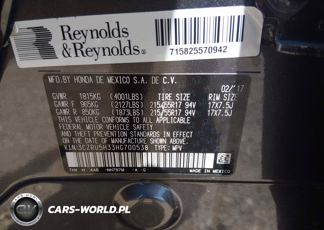 2017 Honda Hr-V Lx VIN:3CZRU5H33HG700538 - 9