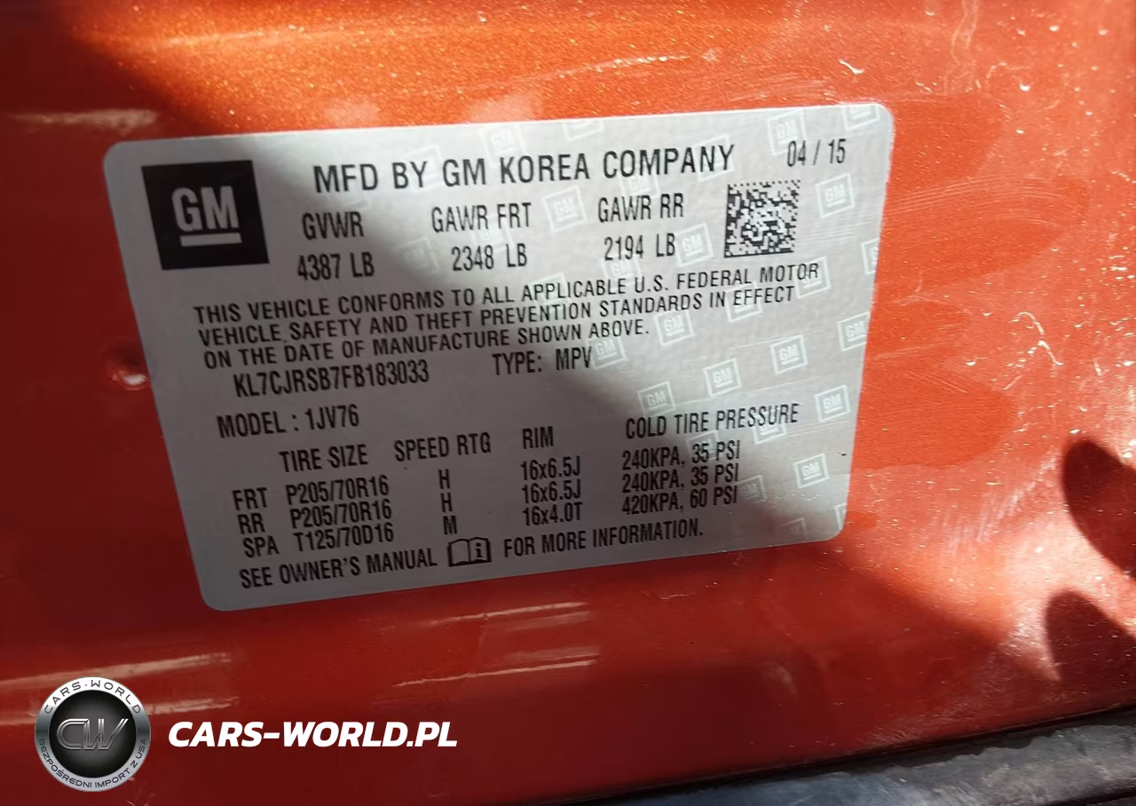 2015 Chevrolet Trax Lt VIN:KL7CJRSB7FB183033 - 9