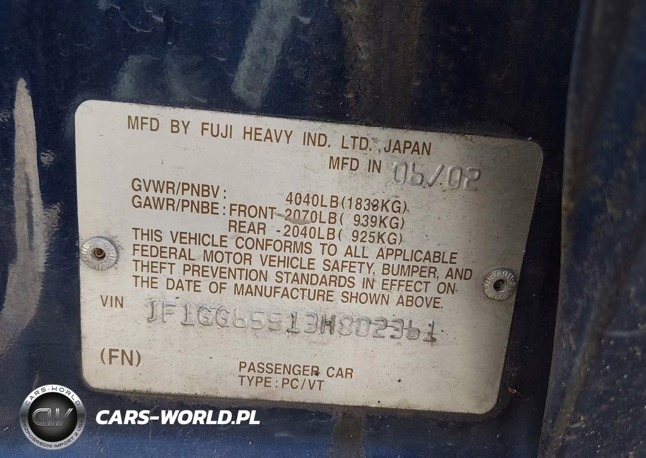 2003 Subaru Impreza 2.5Ts VIN:JF1GG65513H802361 - 9