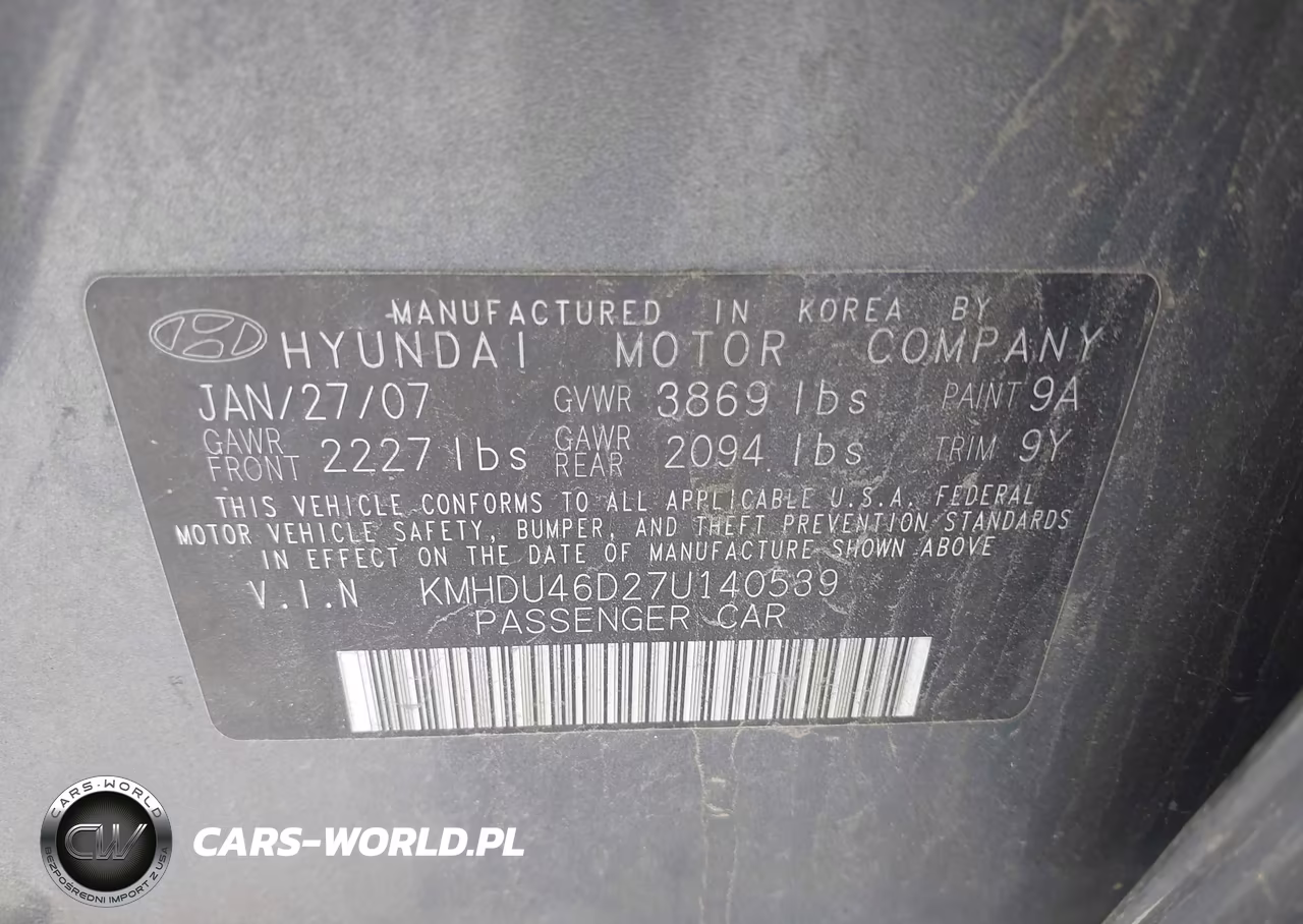 2007 Hyundai Elantra Gls-Ltd-Se VIN:KMHDU46D27U140539 - 9