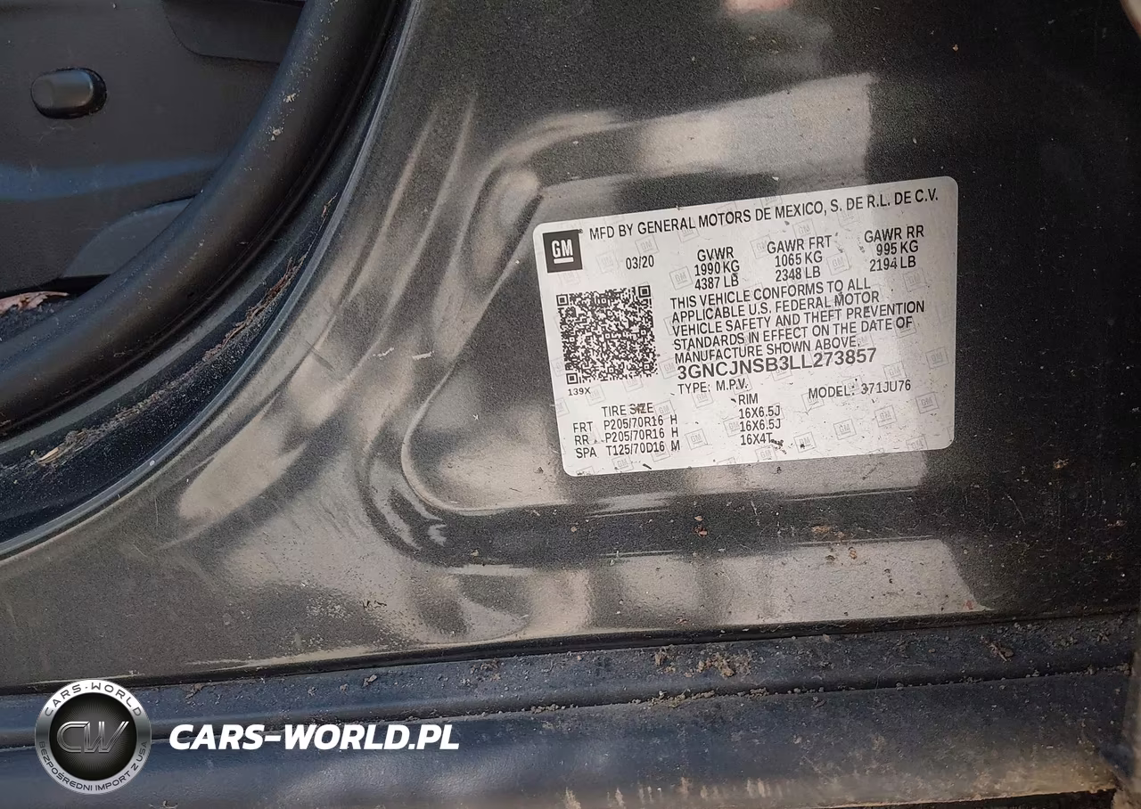 2020 Chevrolet Trax Awd Ls VIN:3GNCJNSB3LL273857 - 9