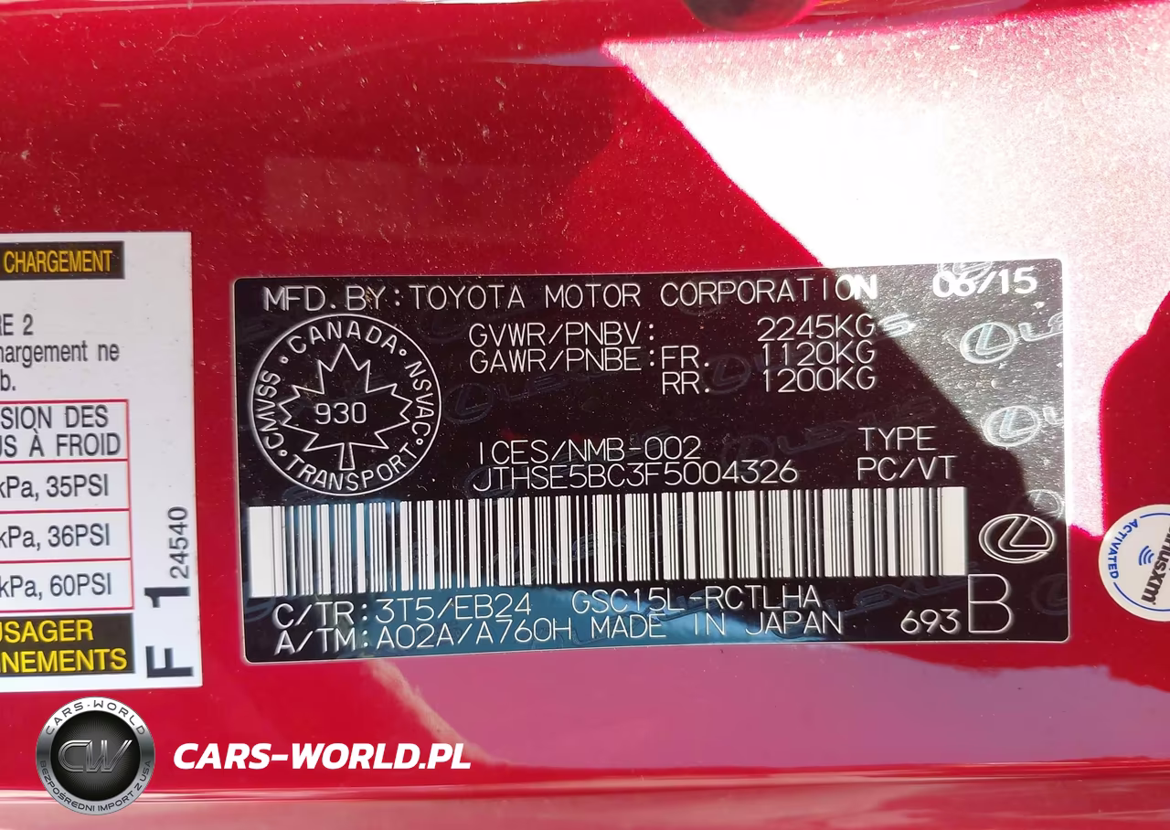 2015 Lexus Rc 350 VIN:JTHSE5BC3F5004326 - 9