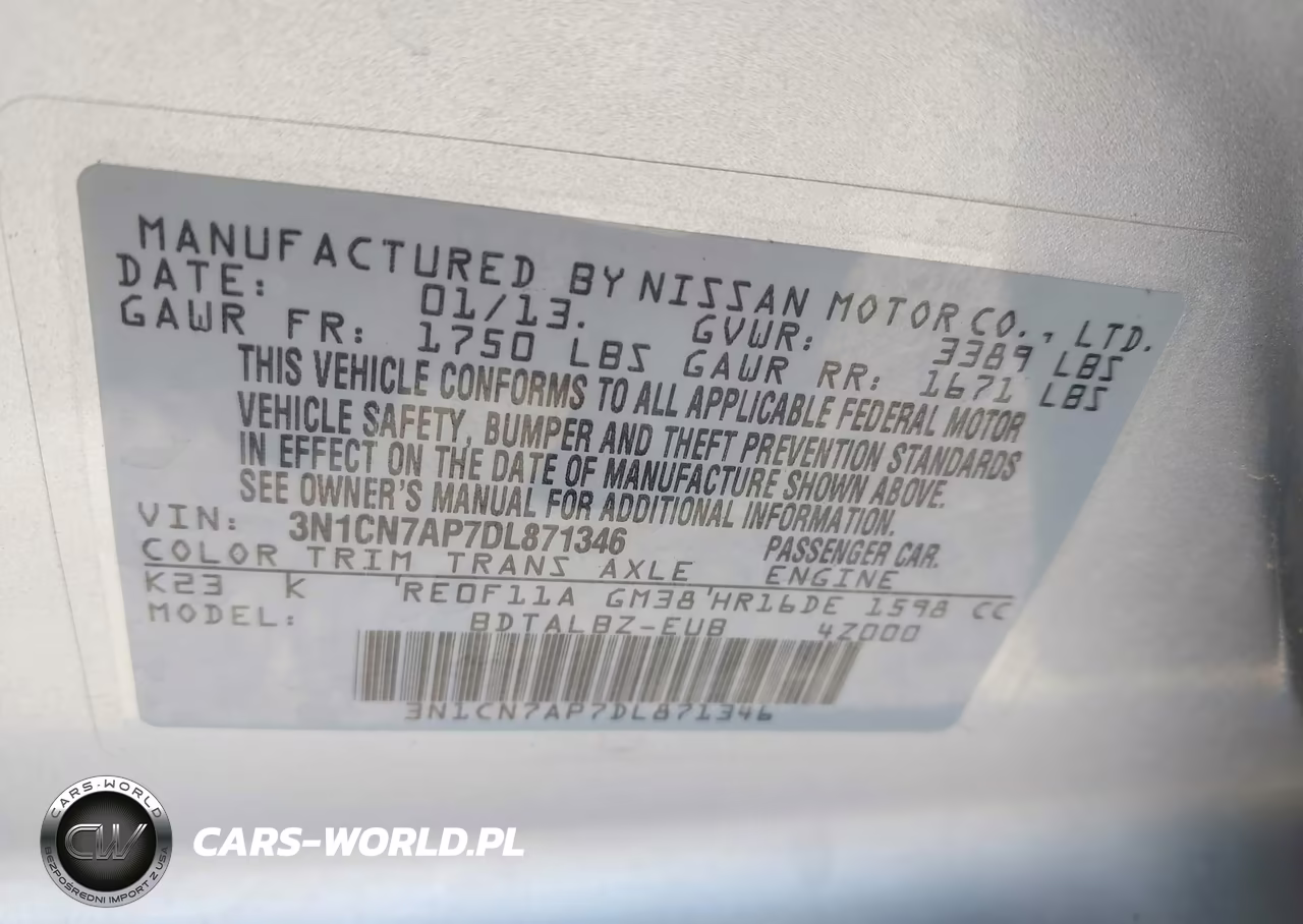 2013 Nissan Versa 1.6 Sv VIN:3N1CN7AP7DL871346 - 9
