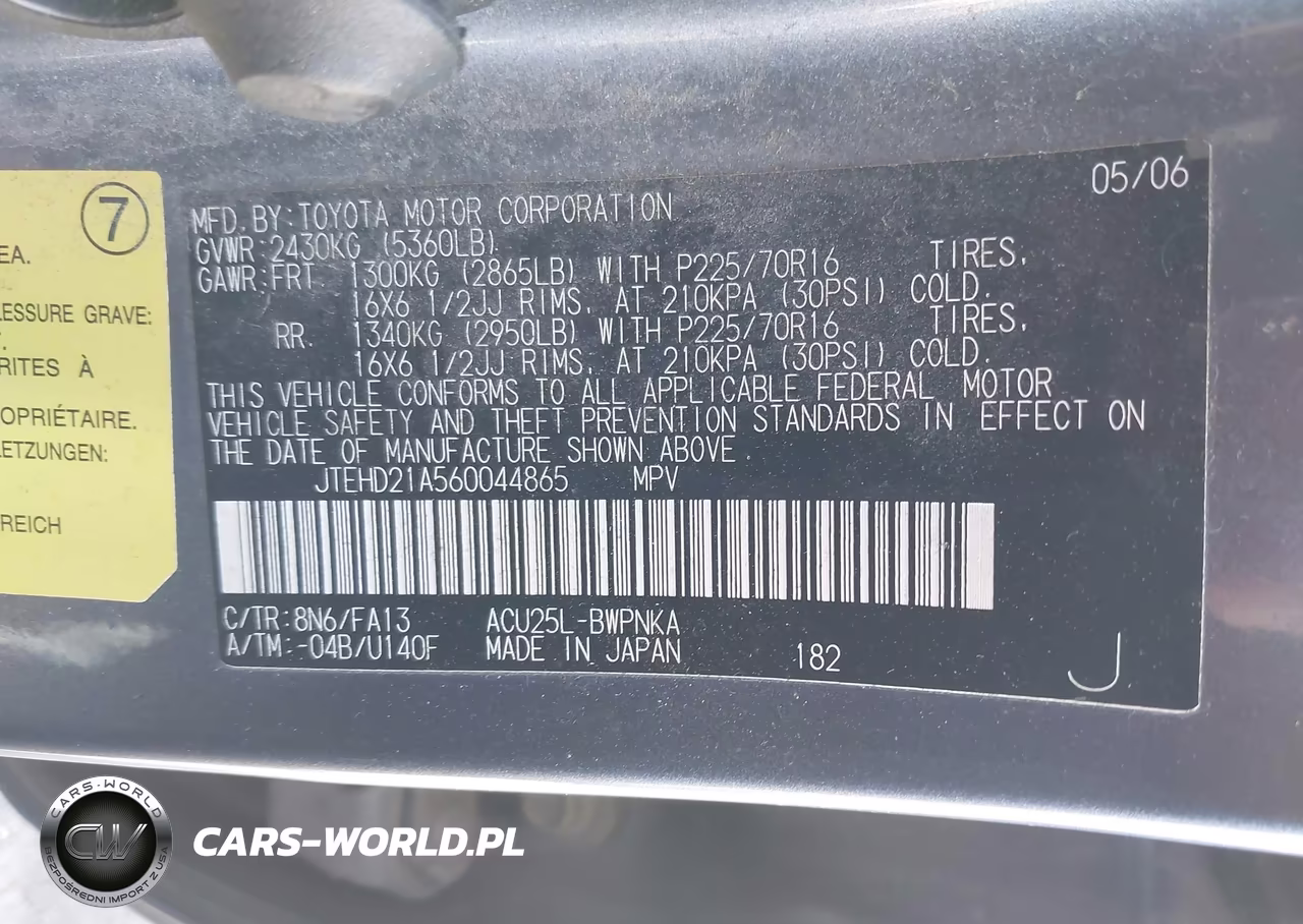 2006 Toyota Highlander VIN:JTEHD21A560044865 - 9