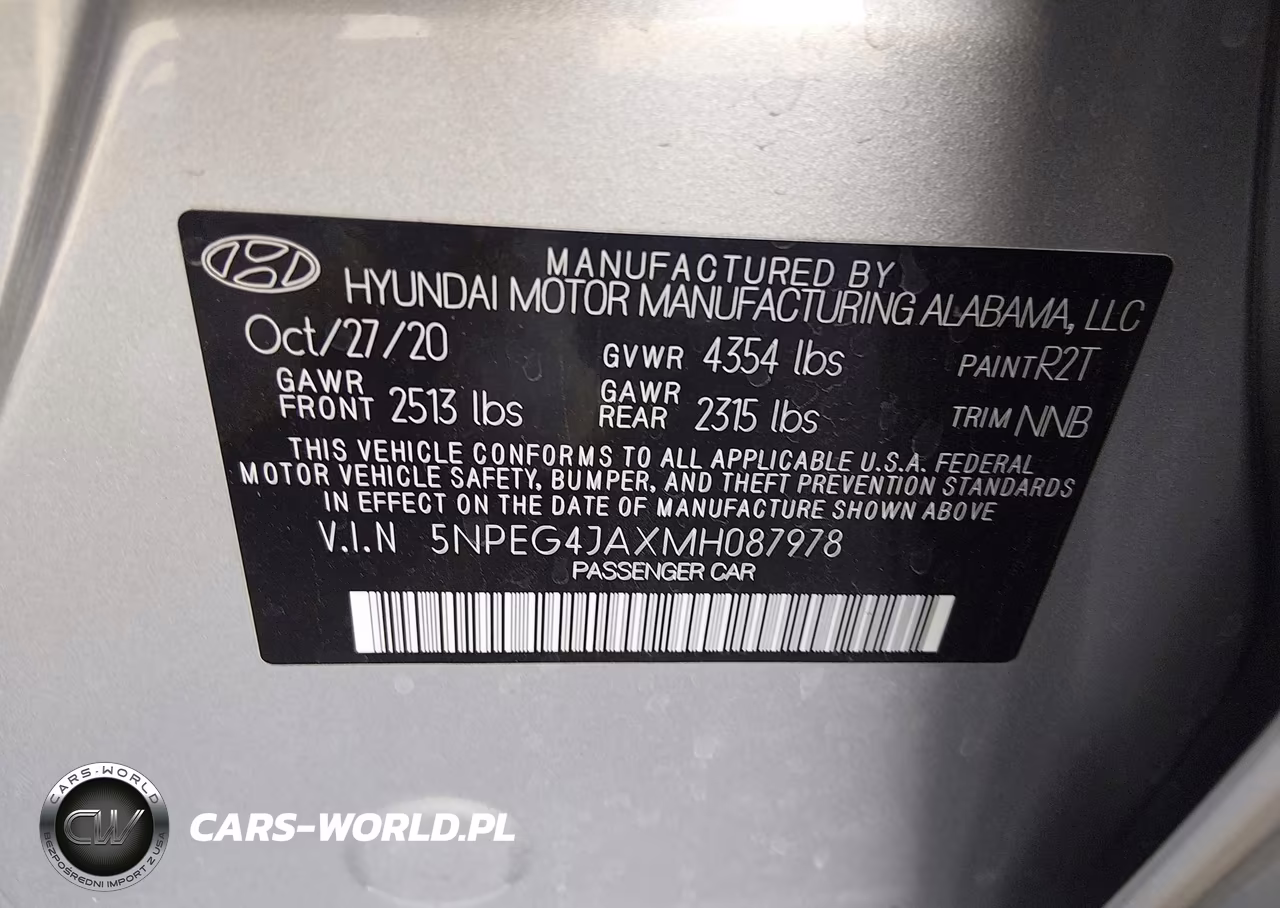 2021 Hyundai Sonata Se VIN:5NPEG4JAXMH087978 - 9