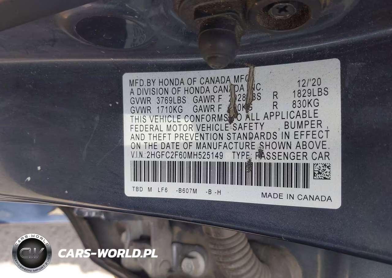 2021 Honda Civic Lx VIN:2HGFC2F60MH525149 - 9