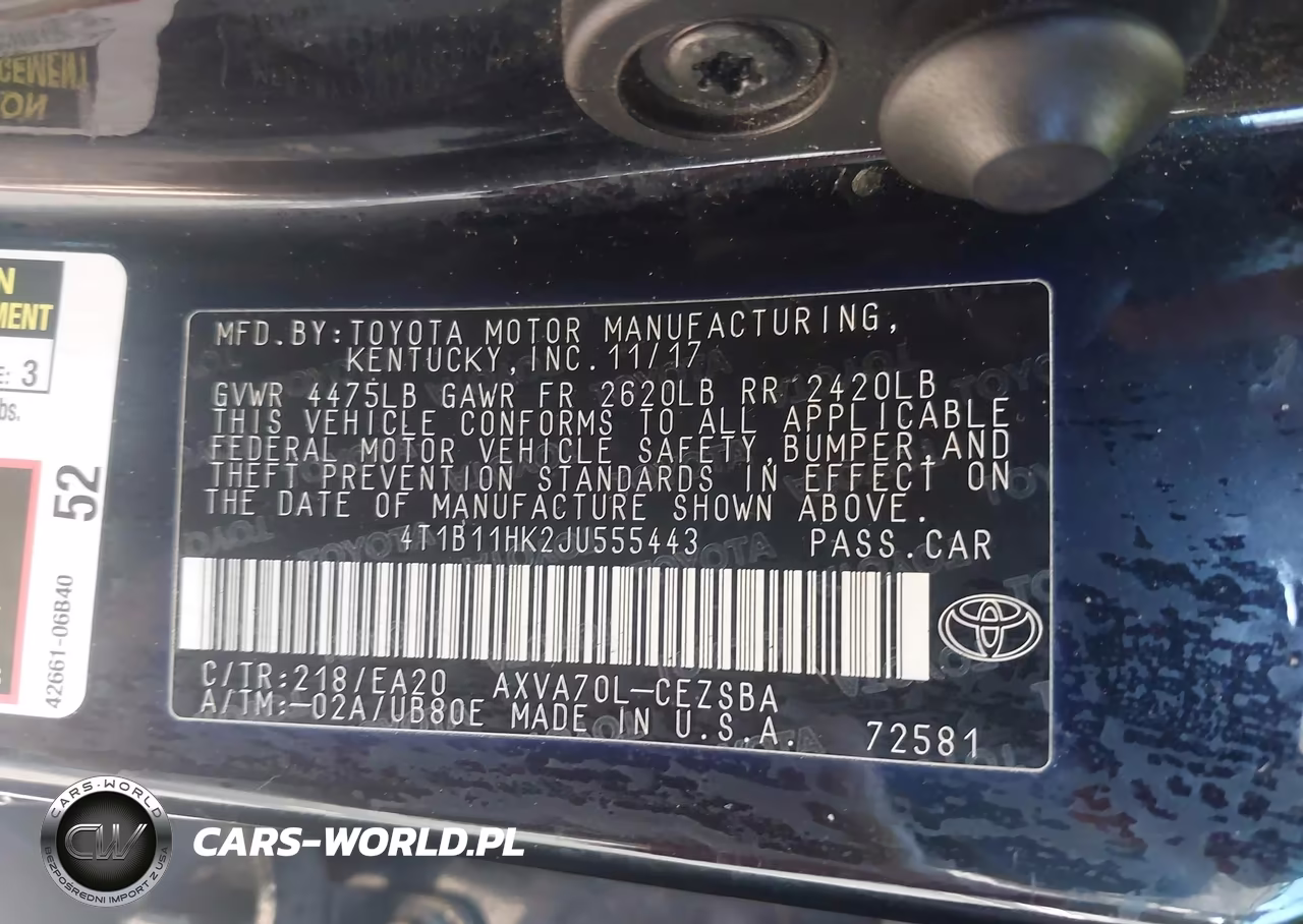 2018 Toyota Camry Se VIN:4T1B11HK2JU555443 - 9