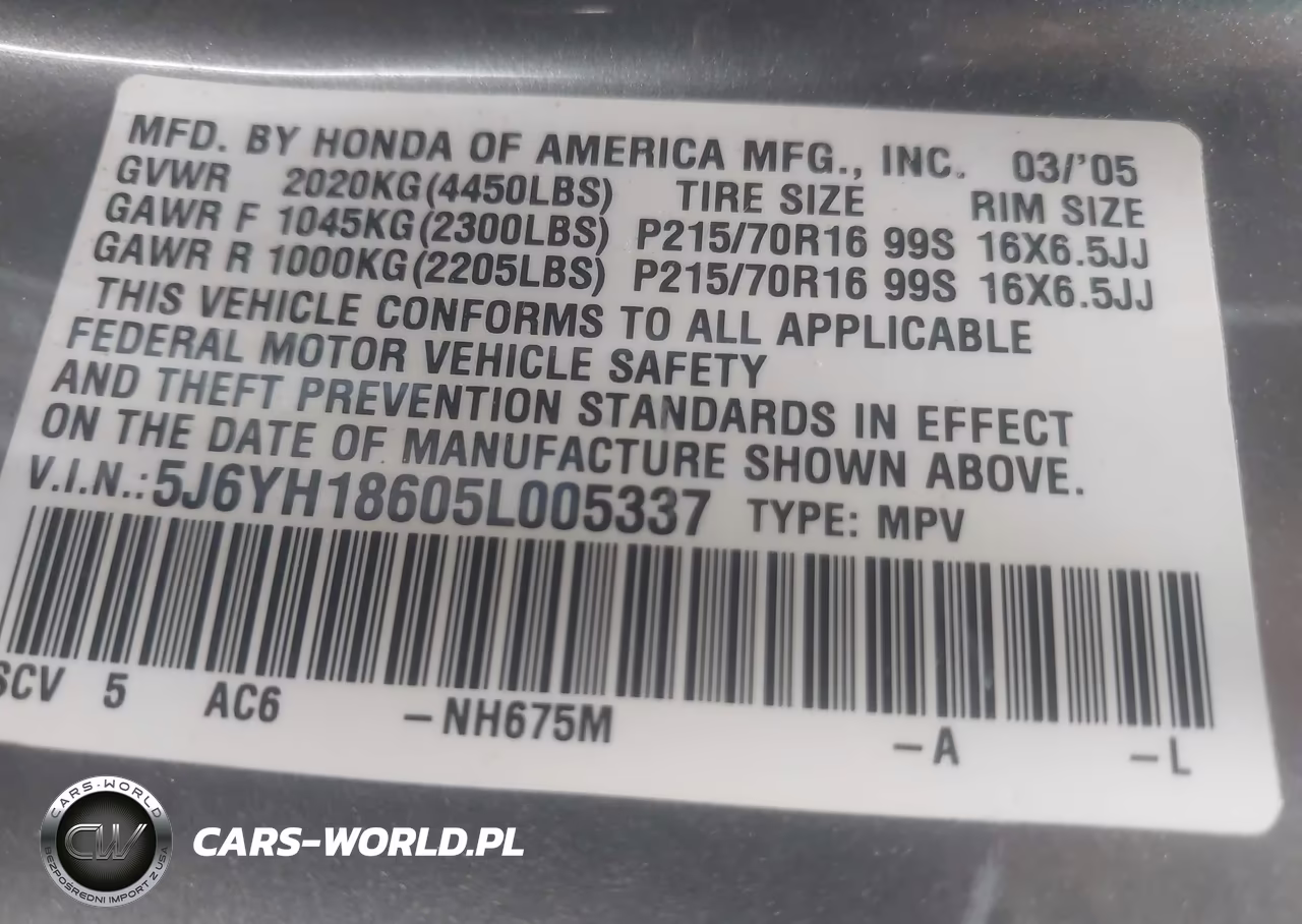 2005 Honda Element Ex VIN:5J6YH18605L005337 - 9