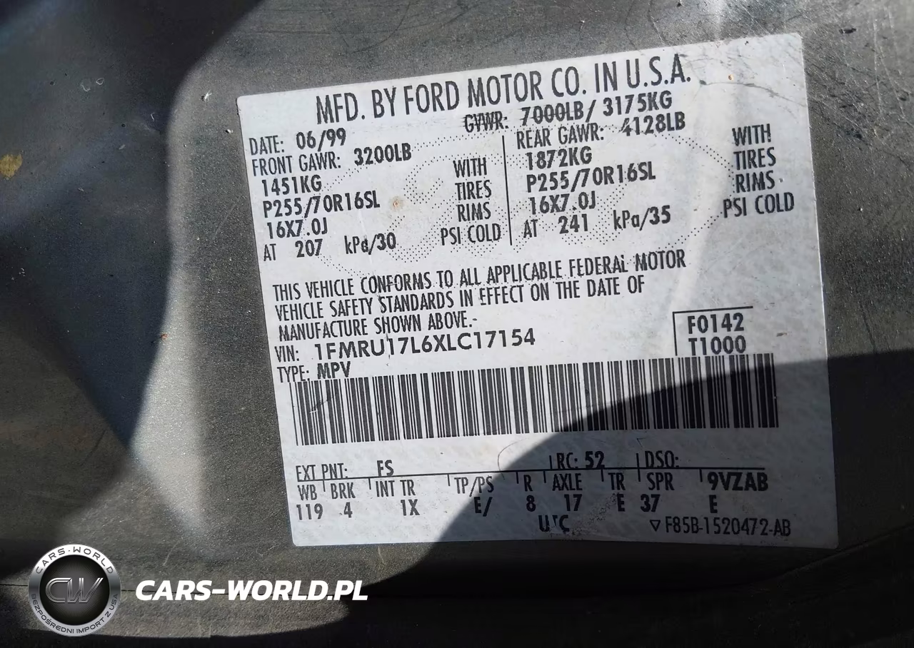 1999 Ford Expedition Eddie Bauer-Xlt VIN:1FMRU17L6XLC17154 - 9