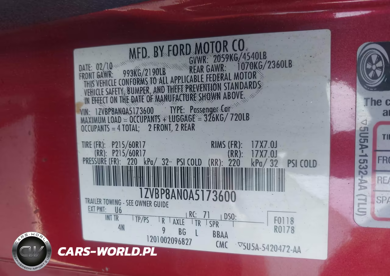 2010 Ford Mustang V6 Premium VIN:1ZVBP8AN0A5173600 - 9
