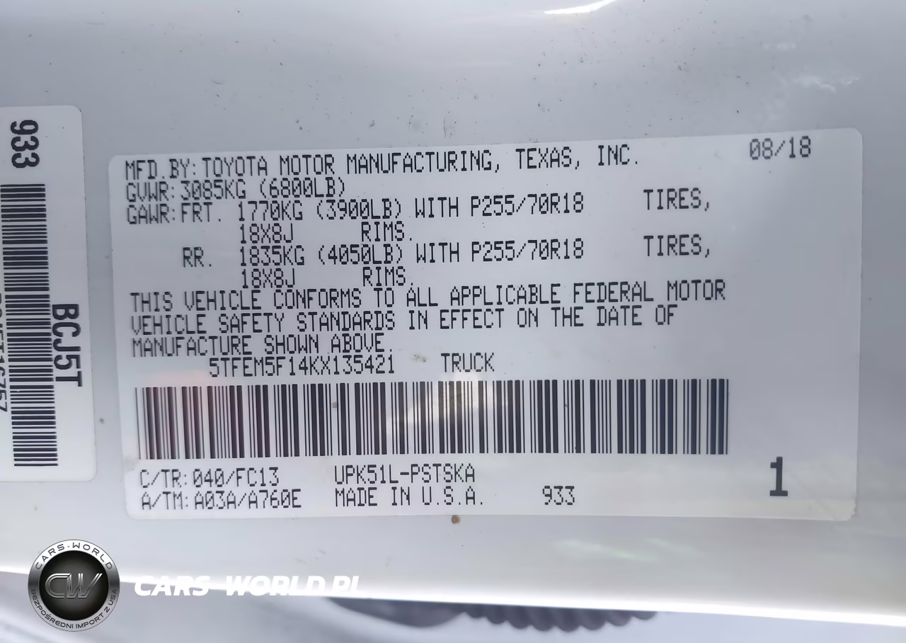 2019 Toyota Tundra Sr5 4.6L V8 VIN:5TFEM5F14KX135421 - 9