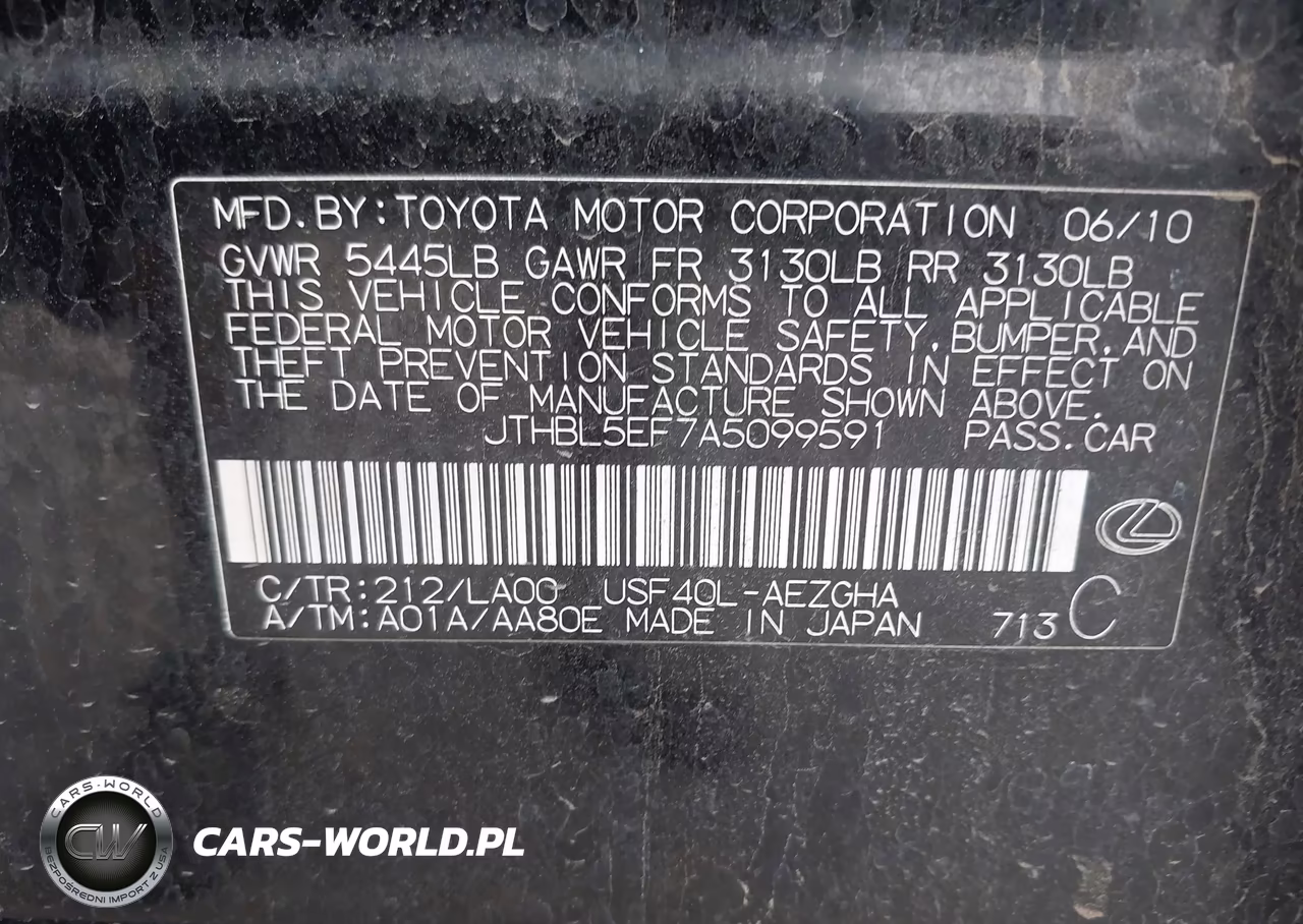 2010 Lexus Ls 460 VIN:JTHBL5EF7A5099591 - 9