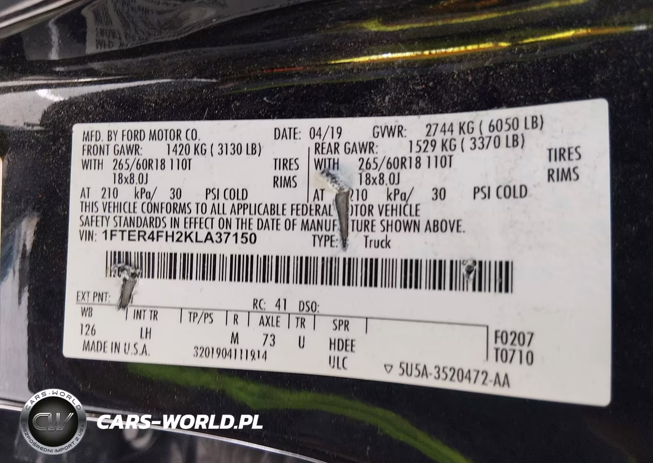2019 Ford Ranger Xlt VIN:1FTER4FH2KLA37150 - 9