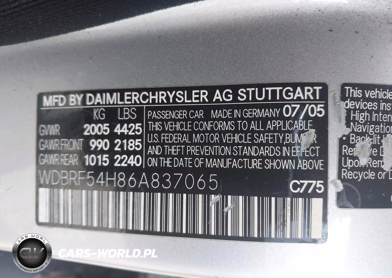 2006 Mercedes-Benz C 280 Luxury VIN:WDBRF54H86A837065 - 9