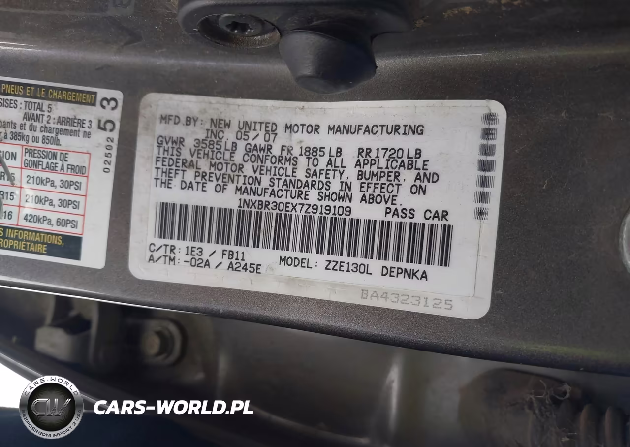 2007 Toyota Corolla Le VIN:1NXBR30EX7Z919109 - 9