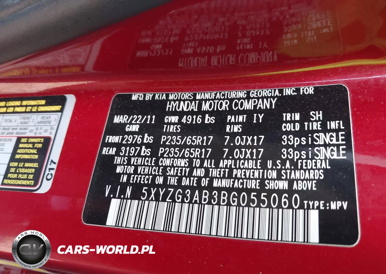 2011 Hyundai Santa Fe Gls VIN:5XYZG3AB3BG055060 - 9