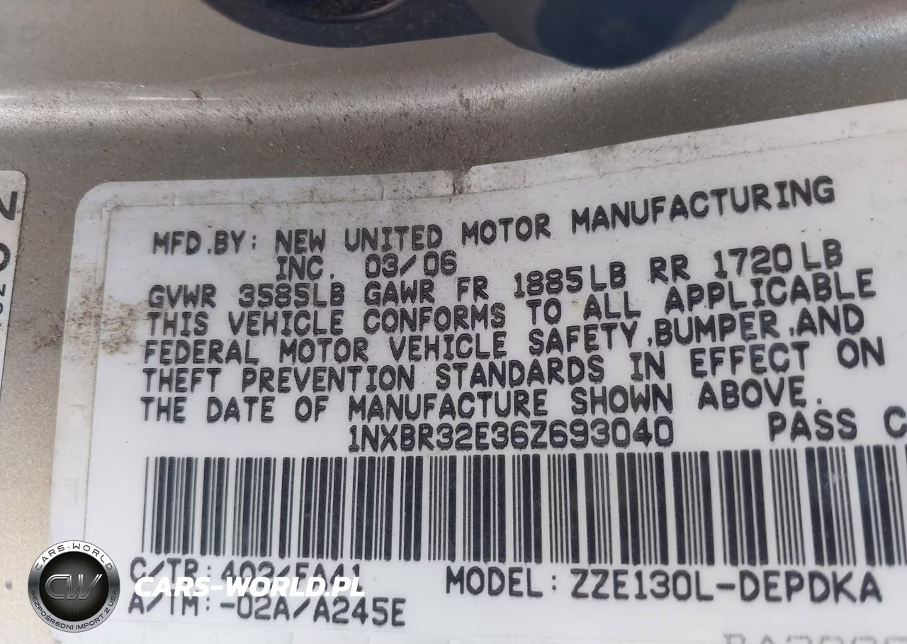 2006 Toyota Corolla Ce VIN:1NXBR32E36Z693040 - 9