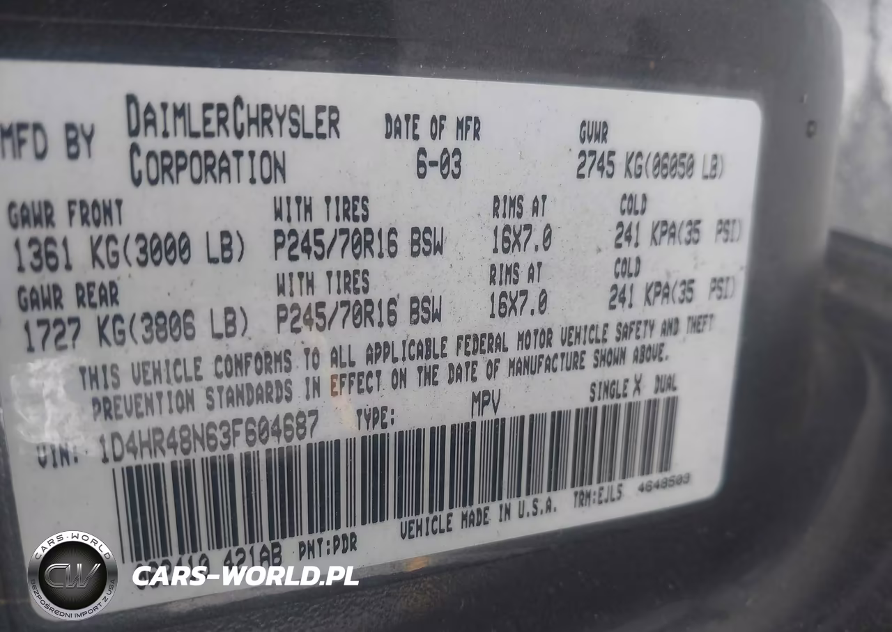 2003 Dodge Durango Slt VIN:1D4HR48N63F604687 - 9