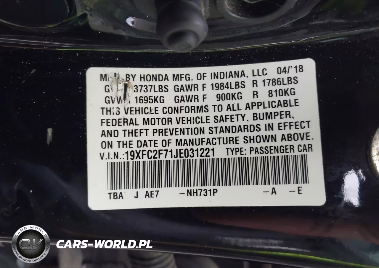 2018 Honda Civic Ex VIN:19XFC2F71JE031221 - 9